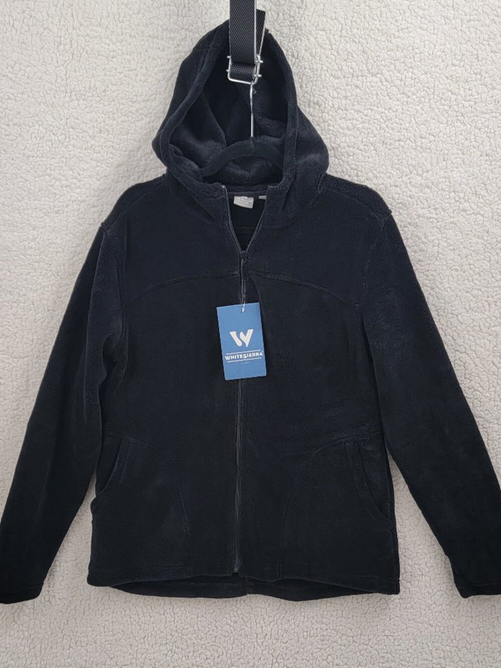 White Sierra Cozy Fleece Hooded Jacket Women's XL Black Full Zip NWT F2209W